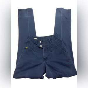 Vtg Jewell's Classic Bottoms Dark Blue V Front Hi Waisted Bareback Western Jeans